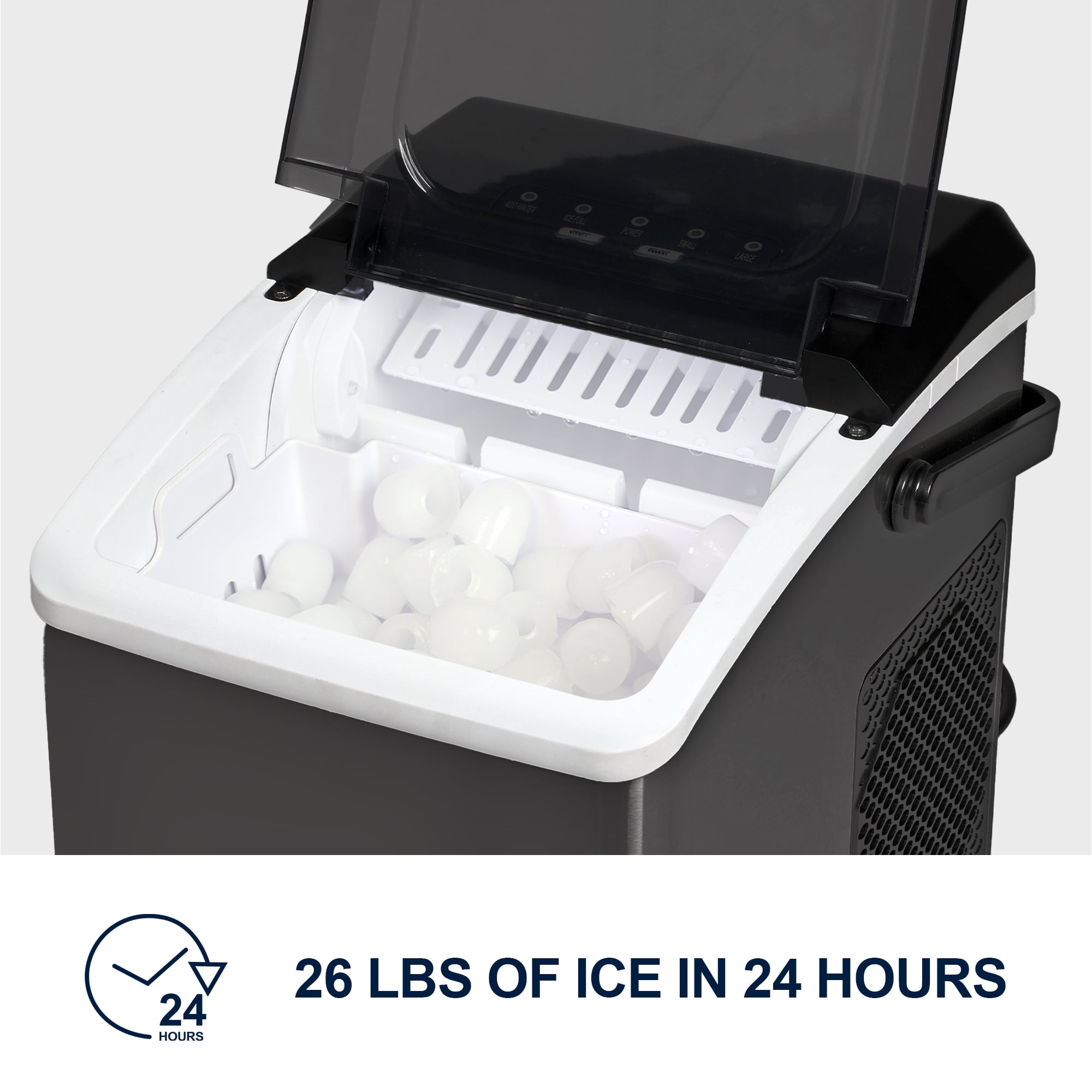 Koolatron KIM26B Compact Countertop Ice Maker with Digital Controls and LED Indicators