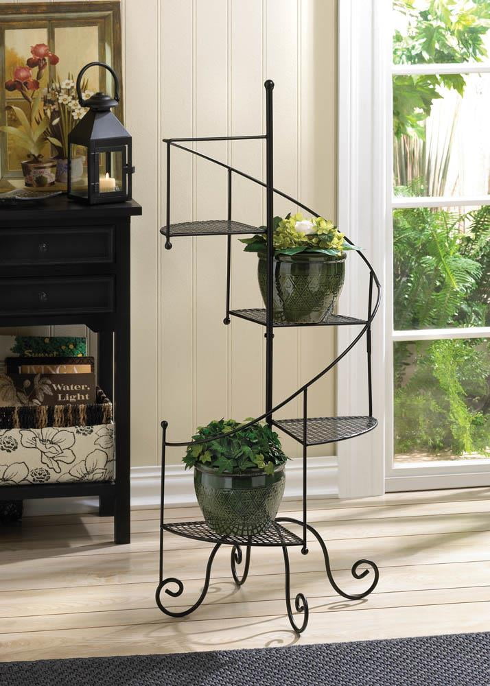 Decorative Spiral Staircase Plant Stand and Flower Pot Rack with 4 Display Shelves for... by