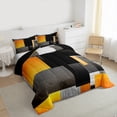 thumbnail image 3 of Feelyou Geometric Anstract Bedding Comforter Set for Adult, Grey Orange Square Twin Comforter Sets, Modern Fashion Reversible Bedding Set, Microfiber Bedroom Decor, 2 Pieces, 3 of 8