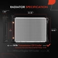 thumbnail image 2 of A-Premium Engine Coolant Radiator Assembly with Transmission Oil Cooler Compatible with Nissan Quest & Mercury Villager, 1996 1997 1998, 3.0L, Automatic Transmission, Replace# 2F6XY8005A, F8XH8005AA, 2 of 8