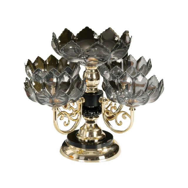 Cateissary de postre de cristal de 5 cabezales, expositor de aperitivos con estilo, adecuado para todas las ocasiones, soporte para frutas Teteras negro loto