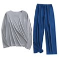 thumbnail image 2 of Weiqiqre Ensemble de Sport Décontracté pour Hommes, Couleur Unie, Col Rond, Manches Longues Élastiques, 2 of 3