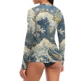 thumbnail image 5 of joogoo Womens UPF 50+ Sun Shirts Abstract Japanese Wave Long Sleeve UV Protection Rash Guard Tops S, 5 of 7