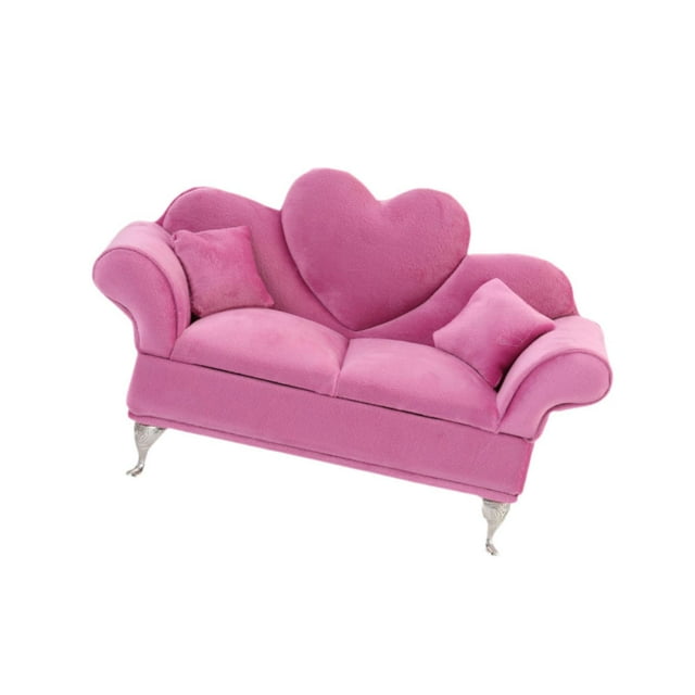 1/6 Sofá Casa de Muñecas Sala de Estar Decoración Escena de Vida Estuche de Almacenamiento de Joyas Moda para Rosa Rosa