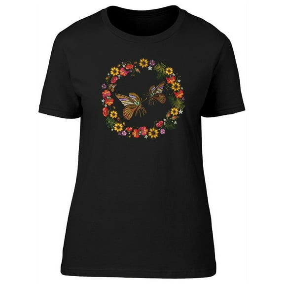 Butterflies Inside Wreath T-Shirt Women -Image by Shutterstock, Female Large
