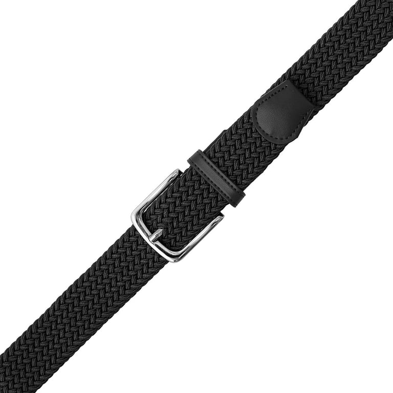 Falari Men's Stretch Canvas Braided Belt, Black photo 5