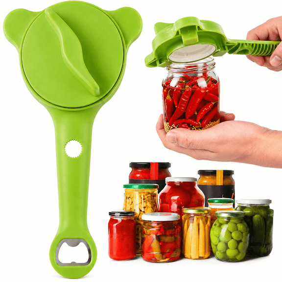 Jar Opener, MOJINO Adjustable Jar Opener for 1" to 3.5" Lids, 4-in-1 Multifunction Opener Bottle Opener Kit, Jar Opener for Seniors with Arthritis and Weak Hands