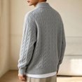thumbnail image 5 of Kukoosong Men's Stand Collar Full Zip Cable Knit Cardigan, Solid Color Long Sleeve Sweater Jacket with Ribbed Cuffs, Relaxed Fit Warm Outerwear for Fall Winter Daily Wear, 5 of 7