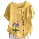 thumbnail image 1 of Camiseta Casual de Manga Corta con Botón de Cuello Redondo de las Mujeres, Tops Cortos para las Mujeres, 1 of 3
