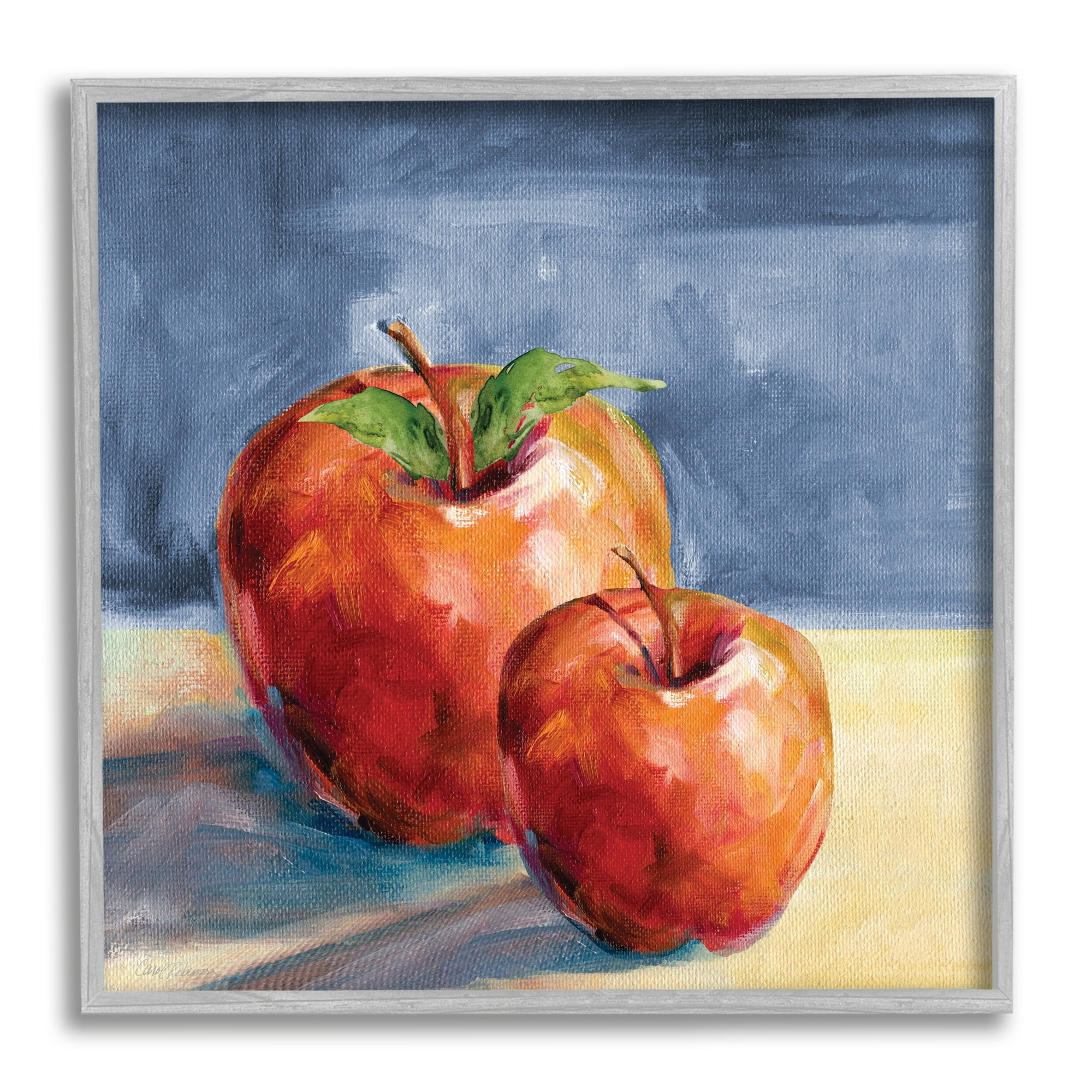 Stupell Industries Traditional Luscious Red Apples Tabletop Still Life Painting Gray Framed Art Print Wall Art, Design by Carol Robinson