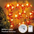 thumbnail image 2 of Cadena de luces de Halloween, cadena de luces LED de 3 m y 20 hojas de arce, funciona con pilas, IP65, impermeable, para decoración interior y exterior, para dormitorio, Acción de Gracias, 2 of 5