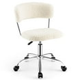 thumbnail image 1 of Gymax Chaise de Bureau d'Ordinateur Réglable en Sherpa Chaise de Bureau Pivotante Chaise de Coiffeuse Blanche, 1 of 10