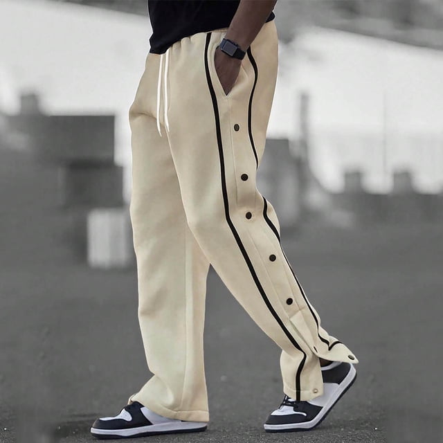 Amzcrzy Sweatpants for Men Man Solid-Color Loose Casual Fashionable Button Pocket Drawstring Elastic-Waist Full Length Pants Men's Pants Men's Sweatpants Workout Pants for Men Pants for Men