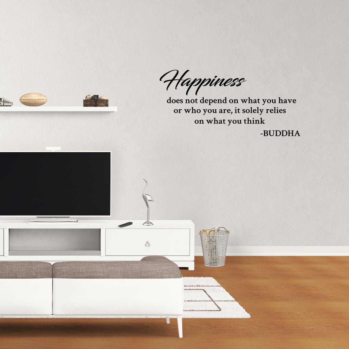 HAPPINESS DOES NOT DEPEND ON Buddah Vinyl Art Wall Decal Lettering Words 36" 