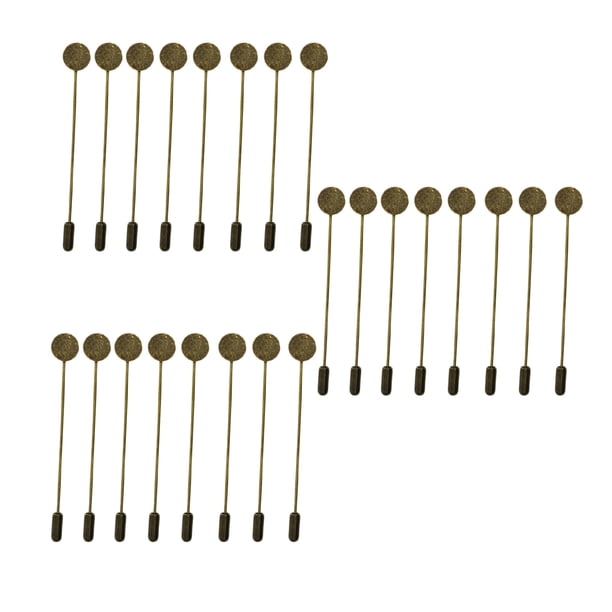 Pin de solapa de bandeja redonda plana, broche de seguridad de acero inoxidable, camisa, sombrero, accesorios de bisutería DIY, regalo, tapón de tubo redondo de bronce, paquete de 24 Noticed HA010770-04B