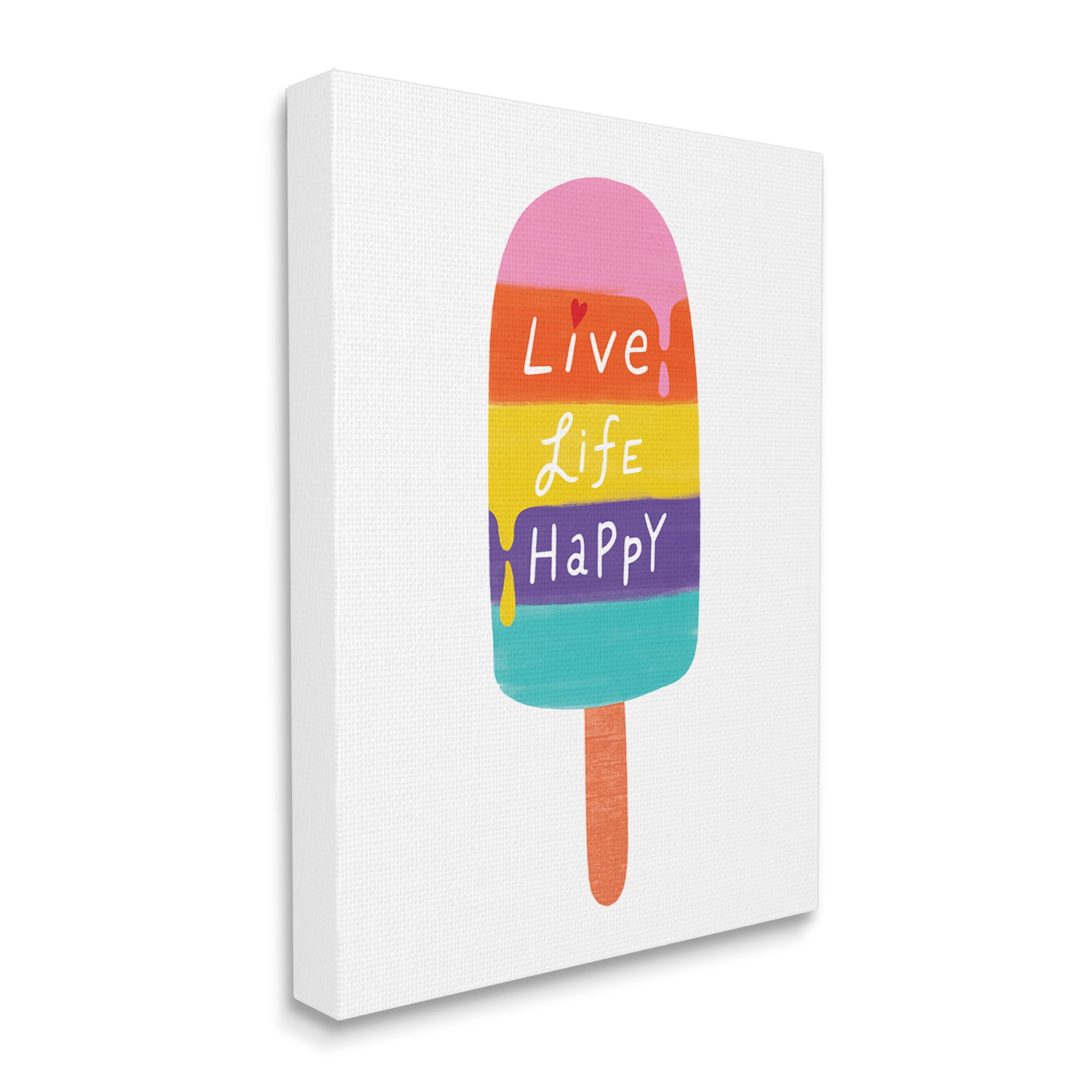 Stupell Industries Live Life Happy Rainbow Stripe Popsicle Summer Illustration,36 x 48, Design by Nina Seven