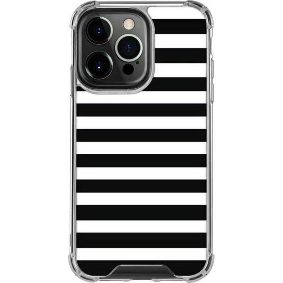 Skinit White and Black Stripes iPhone 14 Pro Clear Case