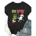 thumbnail image 3 of Woman Christmas Shirt Six Seven Graphic T-Shirt Pure Cotton Casual Short Sleeve Top, 3 of 6