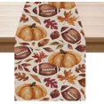 thumbnail image 1 of Fall Football Maple Leaf Pumpkin Table Runner Autumn Table Decoration for Home Kitchen Indoor Holiday Decor 13x108 Inch, 1 of 5