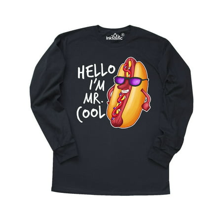 Mr Cool Hot Dog with Sunglasses Illustration White Long Sleeve T-Shirt