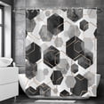 thumbnail image 5 of Grey Shower Curtain, Dark Grey Abstract Geometric Modern Grid Pattern Minimalist Bath Curtains Waterproof Fabric with Hooks for Home Decor, 72Wx72H, 5 of 5