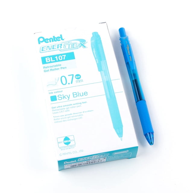 Pen Pentel Energel-x, gel líquido retráctil, 0,7 mm, caja de 12
