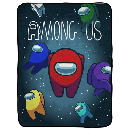 Among Us Crewmates Kids Throw, 46 x 60, Microfiber, Black, Innersloth, Gaming Bedding