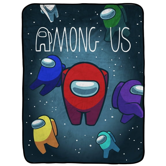 Among Us Crewmates Kids Throw, 46 x 60, Microfiber, Black, Innersloth, Gaming Bedding