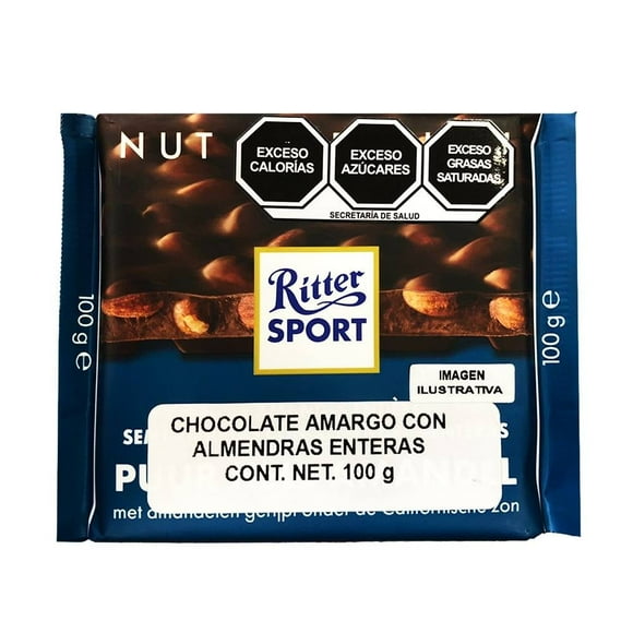 Chocolate Ritter amargo con almendras 100 g