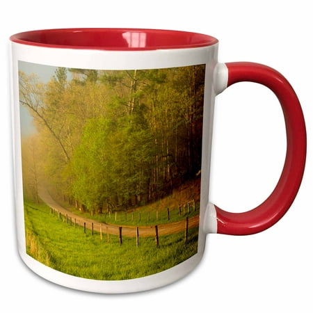 3dRose Hyatt Lane at dawn, Cades Cove, Great Smoky Mountains NP, Tennessee - Two Tone Red Mug,