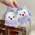 thumbnail image 5 of Btomtd Ctue Knitted Gloves with Open Finger Top and Half Finger Design, Winter Gloves in Seasonal Themes for Teens and Kids, Purple, 5 of 7