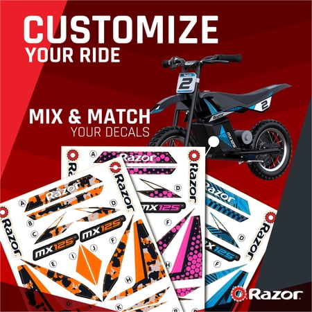 RAZOR DIRT ROCKET MX125 ELECTRIC-POWERED DIRT BIKE – BLACK WITH DECAL INCLUDED, FOR CHILD 5+