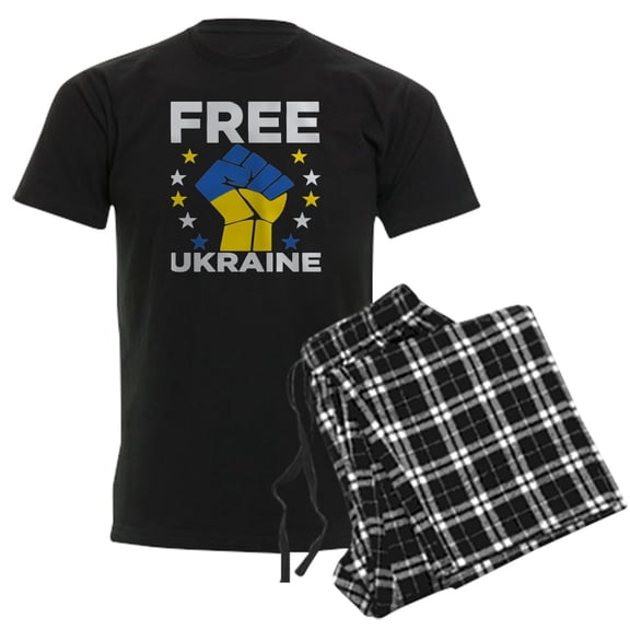 CafePress - Free Ukraine Stop War Pajamas - Men's Dark Loose Fit Cotton Pajama Set