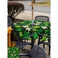thumbnail image 4 of Outdoor Tablecloth with Umbrella Hole and Zipper, St. Patrick's Day Square Table Cloth 60x60 Inch Waterproof Tablecloth, Lucky Shamrocks Spring Leaves Plants Picnic Table Cover for Patio Camping, 4 of 7