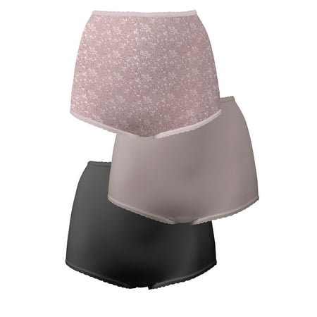 

Bali Skimp Skamp® Brief 3-Pack Pink Chic Lace Print/Warm Steel/Black 6 Women s