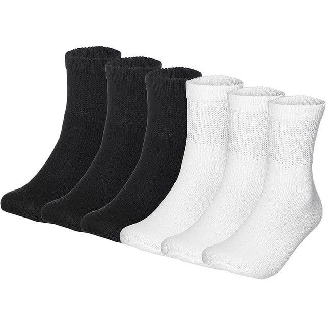 Special Essentials 6 Pairs Men's White and Black Cotton Diabetic Ankle