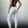 thumbnail image 6 of QURATI Women's Light Wash Denim with Lace Cuffs | Slim Fit Cropped Jeans Womens Bottoms White XL, 6 of 7