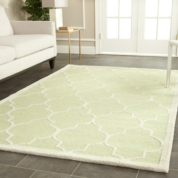 SAFAVIEH Cambridge Kevin Geometric Wool Area Rug, Light Green/Ivory, 9' x 12'