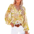 thumbnail image 1 of ORUYROP Blouses Décontractées Boho à Imprimé Floral Col en V Manches Longues Amples pour Femmes, 1 of 6