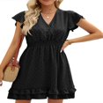 thumbnail image 1 of MesaSe Robe de Grossesse Courte d'Été pour Femmes à Manches Courtes, Col en V, Pois Suisses, Robe de Baby Shower, 1 of 6