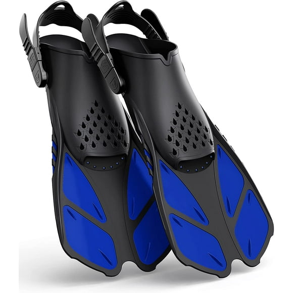 Snorkel Fins Adjustable Buckles Open Heel Swim Flippers Travel Size Short Swim Fins for Snorkeling Diving Swimming Adult Men Womens
