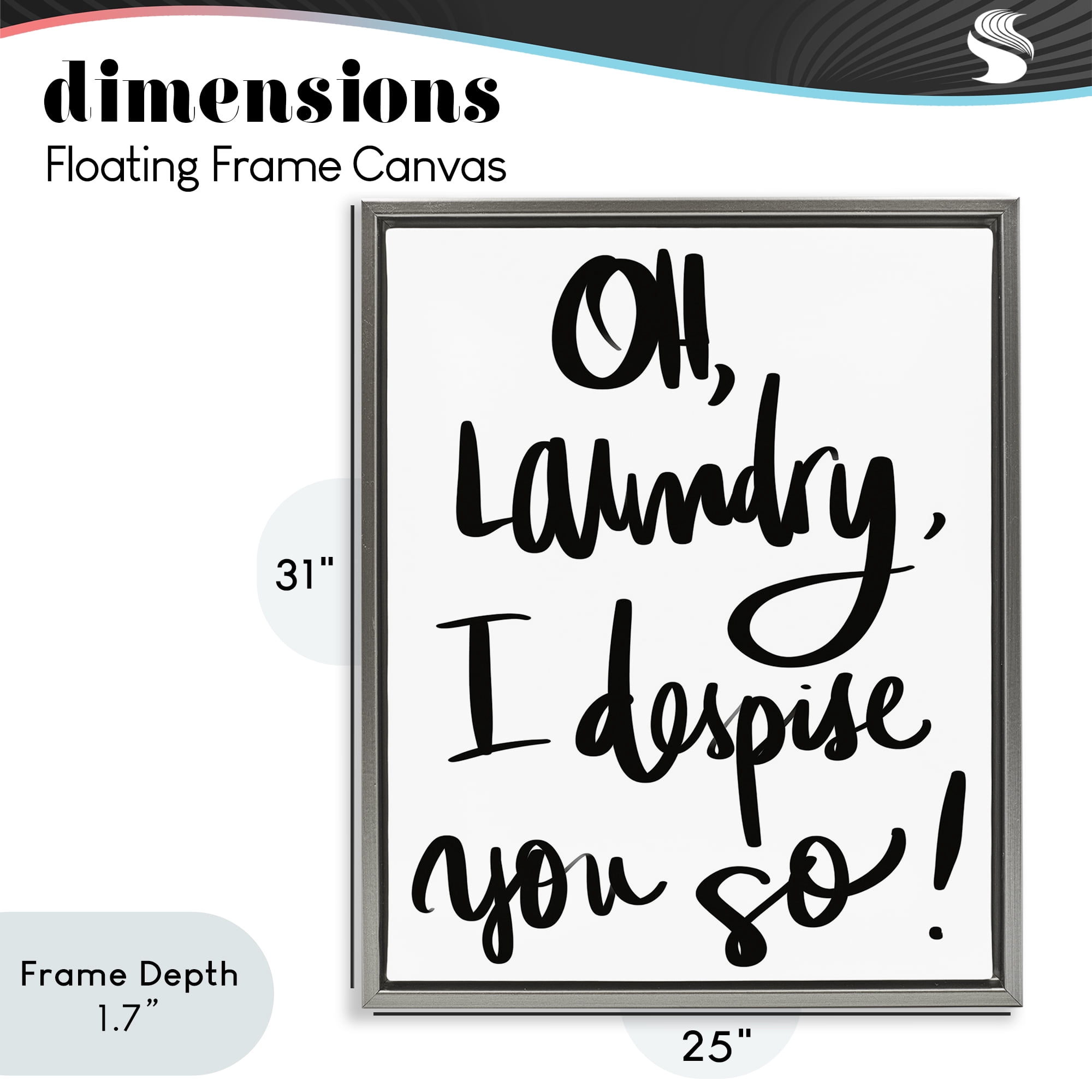 Stupell Industries Laundry I Despise You Gray Framed Floater Canvas Wall Art, design by SD Graphics Studio