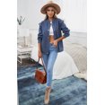 thumbnail image 4 of POGLIP Veste en Denim Bleue pour Femmes avec Poignets Élastiques et Boutons, 4 of 6