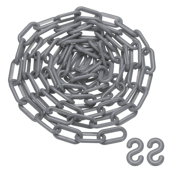 Uxcell 10 Feet Plastic Chain Link Safety Barrier Chain 1x2" Buckle Silver Tone