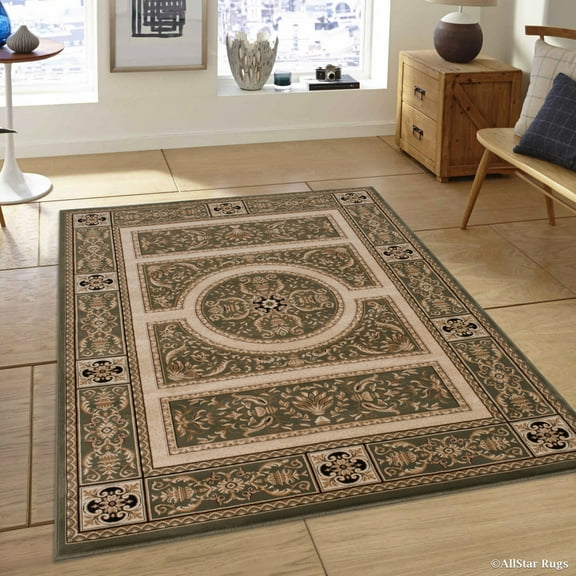 Allstar 5x8 Traditional Area Rug in Sage with Berber Persian Nain design (5' 2" x 7' 4")