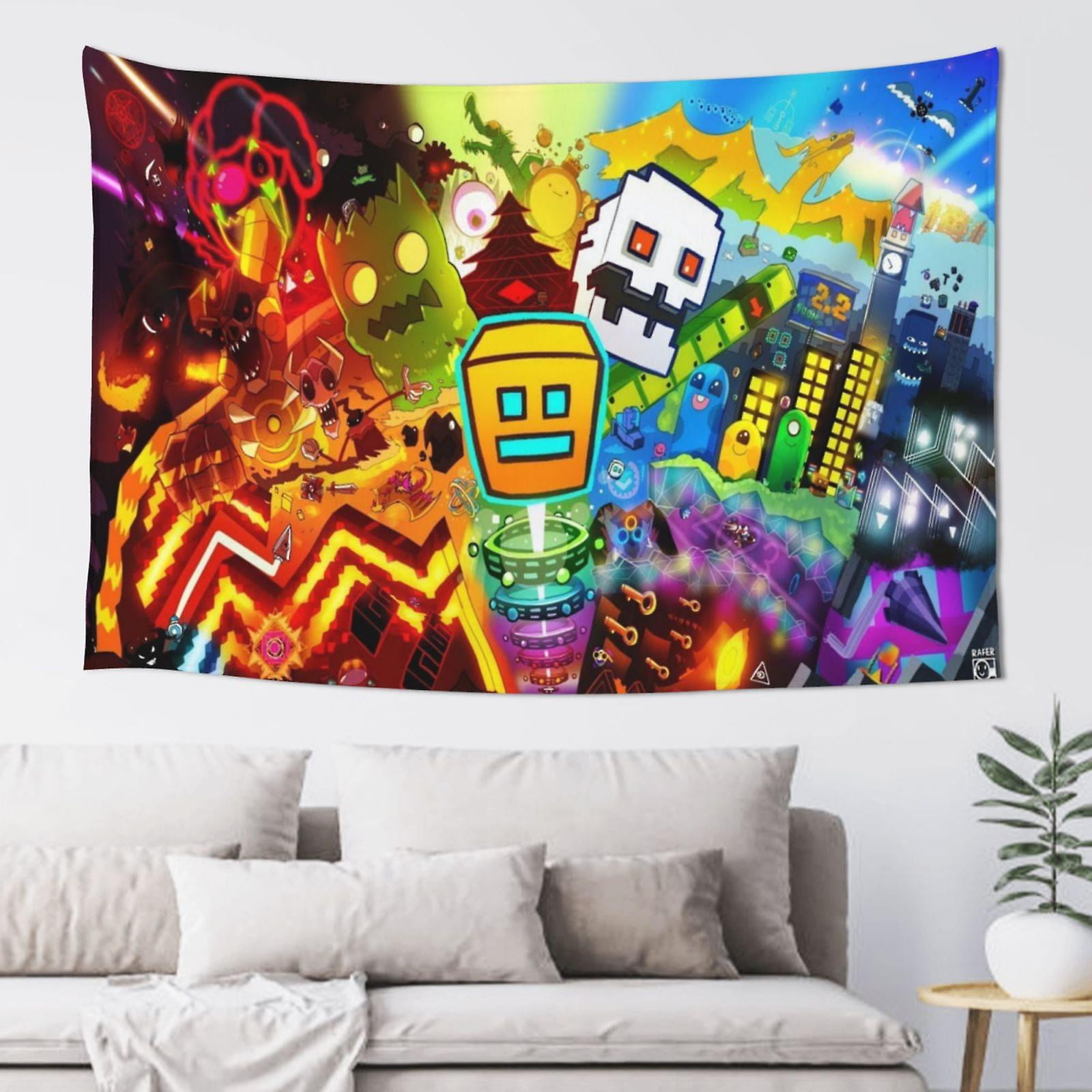 Geometry Dash Tapestry Wall Hanging Home Decoration Wall Blanket Dormitory Living Room Bedroom Backdrop Poster SXT132 29x37in ZJKDGJKJ