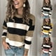 thumbnail image 2 of Suéter de punto con rayas de colores contrastantes para mujer, suéter holgado de estilo europeo y americano para otoño e invierno, 2 of 6