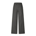 thumbnail image 5 of SELONE Loose Pants for Women Summer Gray Plus Size Lounge Pants with Pockets Cotton Linen Elastic Waist Cropped Trouser Beach Pants Drawstring Solid with Buttons Straight 3XL Tall Breathable Clothes, 5 of 8