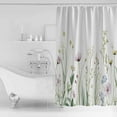 thumbnail image 4 of Small Stall Shower Curtain 36x72 Inch Narrow Half Size Green Botanical Floral Bath Curtains Bathroom Decor Spring Summer Rustic Waterproof Fabric Shower Curtain Set with Hooks 36 Inch, 4 of 6