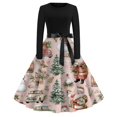 thumbnail image 7 of Christmas Dresses for Women Women's Casual Fashion Round Neck Long Sleeve Christmas Printed Party Vintage Long Dresses for Holiday Gathering,Watermelon Red,2XL, 7 of 7